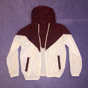 Color block brown maroonish color + white jacket🤍